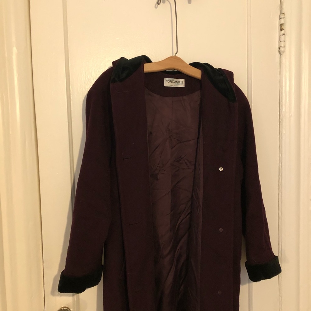 Vintage 100% Wool Hooded Mulberry Coat